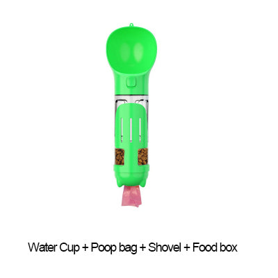 Portable Dog Cat Water Bottle Food Feeder Drinker Poop Dispenser 3 In 1 Leak-proof - PetsWage