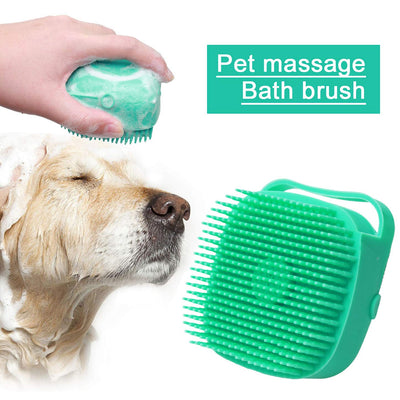 Pet Dog Shampoo Massager Brush Cat Massage Comb Grooming Scrubber Shower Brush For Bathing Short Hair Soft Silicone Brushes - PetsWage