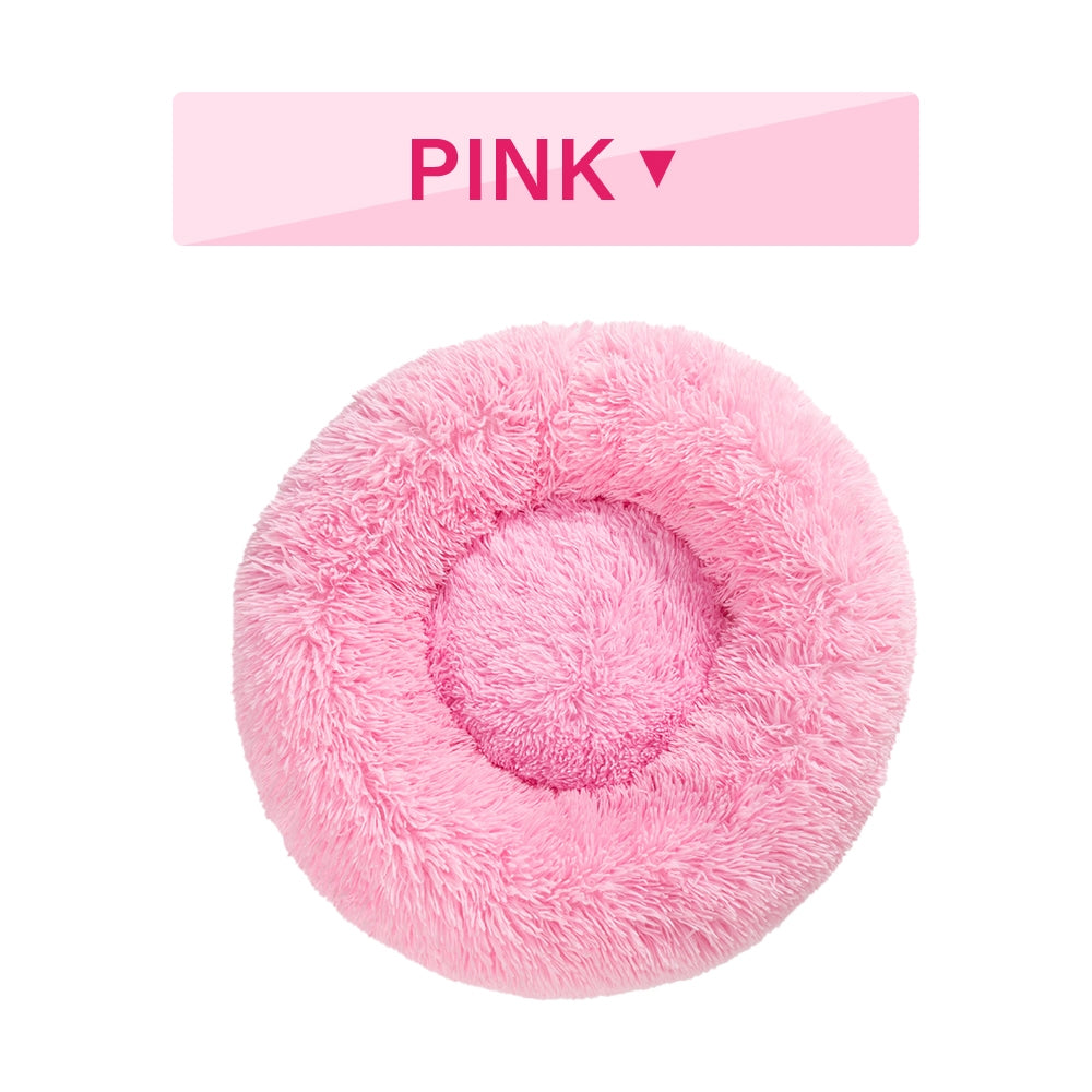 Fluffy Donut Pet Bed - A Cozy Oasis for Your Furry Friend! Snuggly Warm Soft Plush Cozy Round Circular Warm and Inviting Cat & Dog Nesting Nap Lounge Cushion pet Retreat Bed