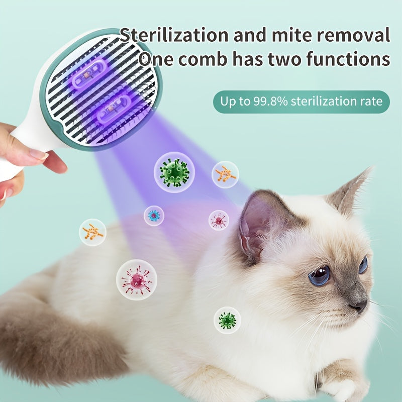 Pet Hair Remover Brush UVC Sterilization Shedding And Grooming Slicker Needle Comb - PetsWage