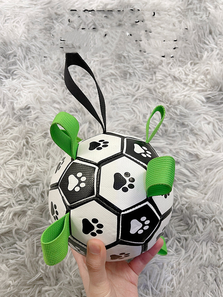 Interactive Football Dog Toy - Score Big with Playtime Fun for Your Canine Athlete! Durable Lightweight Tough Fetch & Tug Soccer chew Toy For Puppy & Dogs