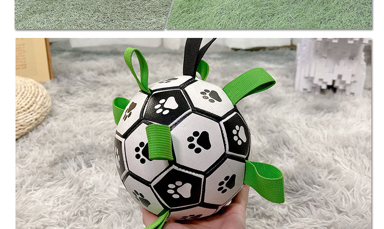 Interactive Football Dog Toy - Score Big with Playtime Fun for Your Canine Athlete! Durable Lightweight Tough Fetch & Tug Soccer chew Toy For Puppy & Dogs