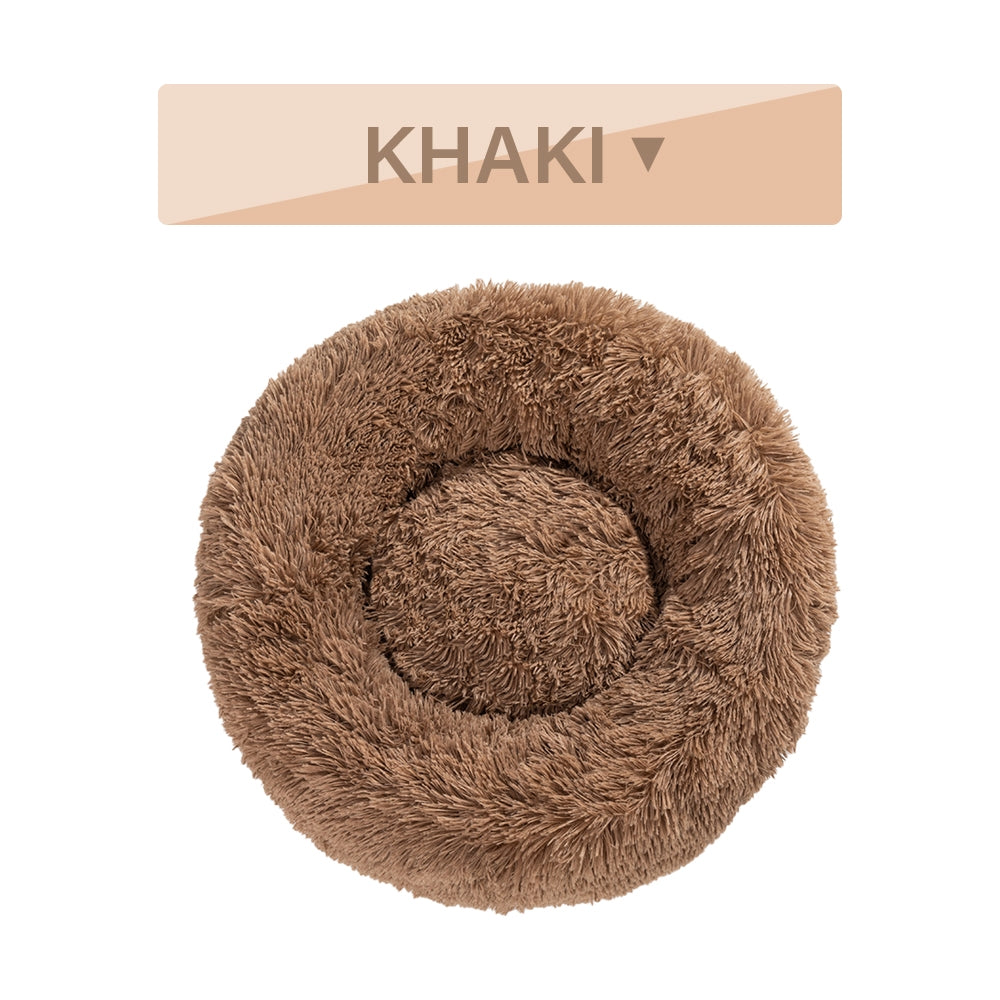 Fluffy Donut Pet Bed - A Cozy Oasis for Your Furry Friend! Snuggly Warm Soft Plush Cozy Round Circular Warm and Inviting Cat & Dog Nesting Nap Lounge Cushion pet Retreat Bed