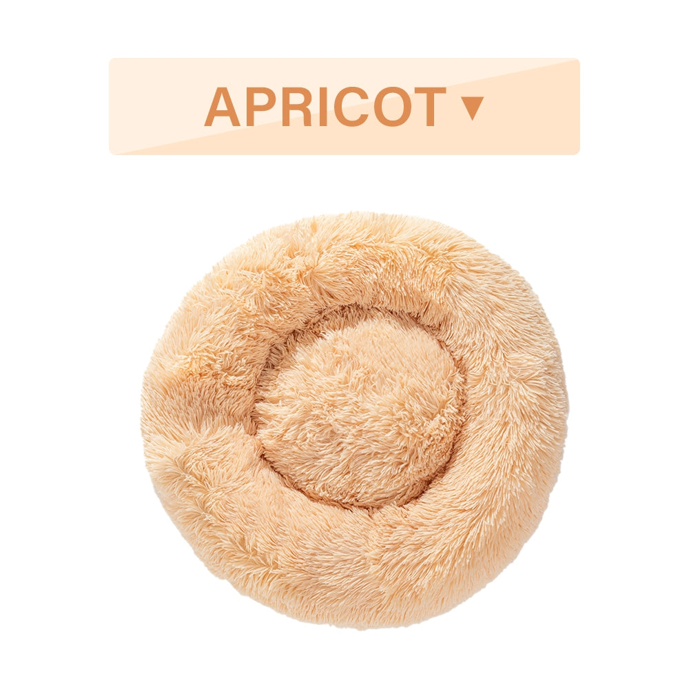 Fluffy Donut Pet Bed - A Cozy Oasis for Your Furry Friend! Snuggly Warm Soft Plush Cozy Round Circular Warm and Inviting Cat & Dog Nesting Nap Lounge Cushion pet Retreat Bed