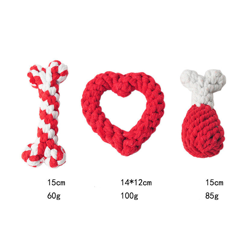 Dog Knot Rope Heat Shape Toys Strong Pull Aggressive Biting Interactive Woven Products For Pets Chewing