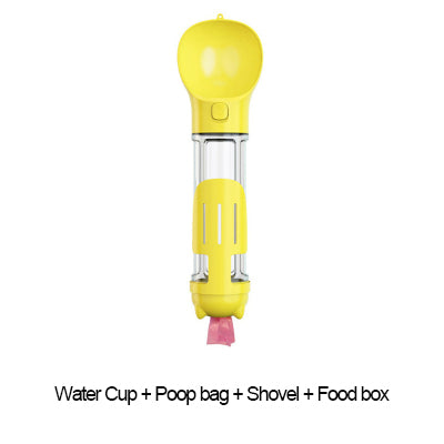 Portable Dog Cat Water Bottle Food Feeder Drinker Poop Dispenser 3 In 1 Leak-proof - PetsWage