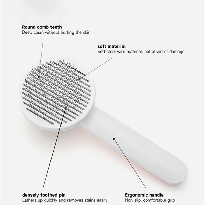 Cat Grooming Brush, Self Cleaning Slicker Brushes For Dogs Pet Hair Removal Comb Stainless Steel Needle Cat Brush Self Cleaning For Cats Dogs Hair Remover Scraper Pet Grooming Tool - PetsWage