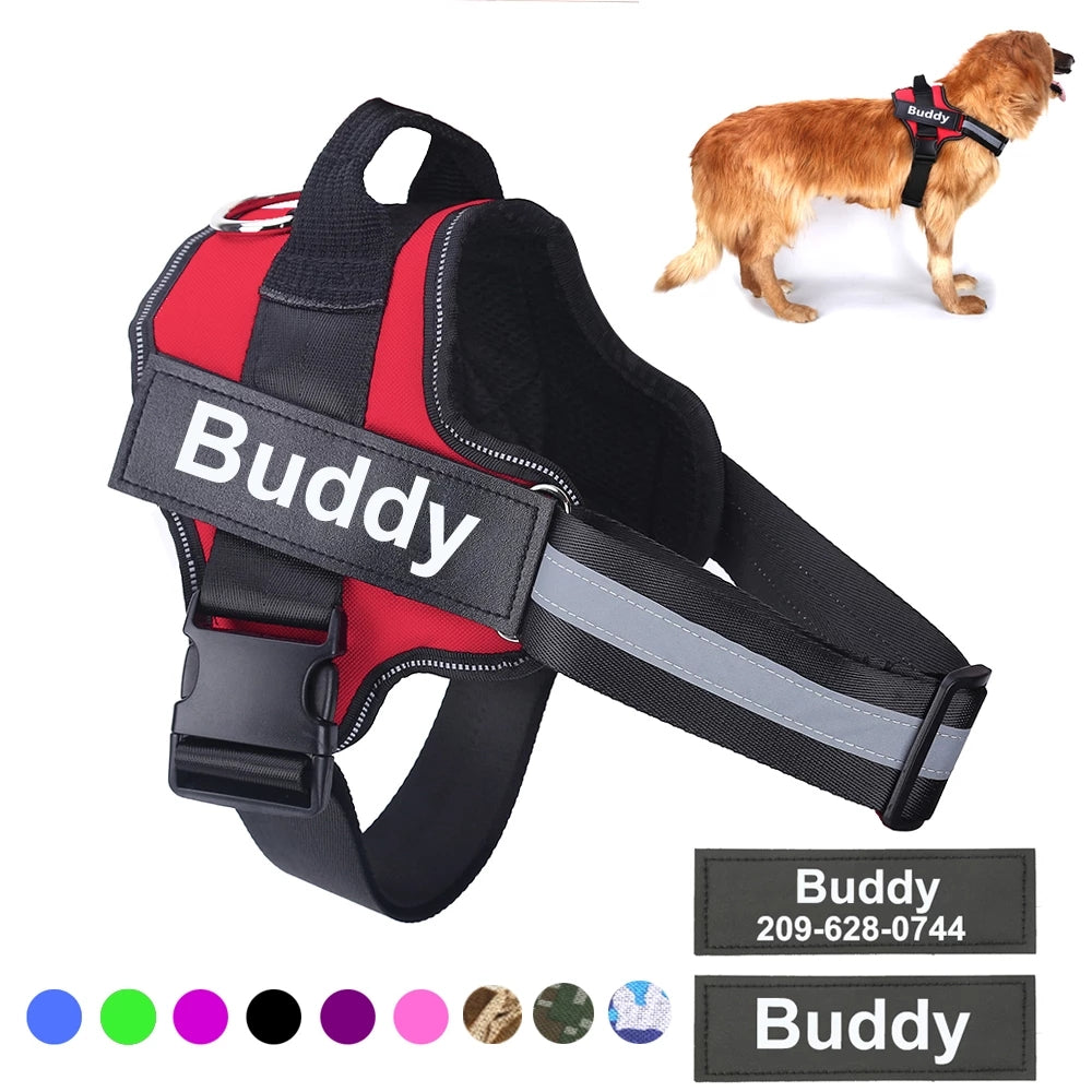 Personalized Dog Harness- A Tailored Experience for Your Canine Companion!  Reflective Breathable Adjustable No Pull Pet Safety Walking Harness Vest For Small & Large Dogs