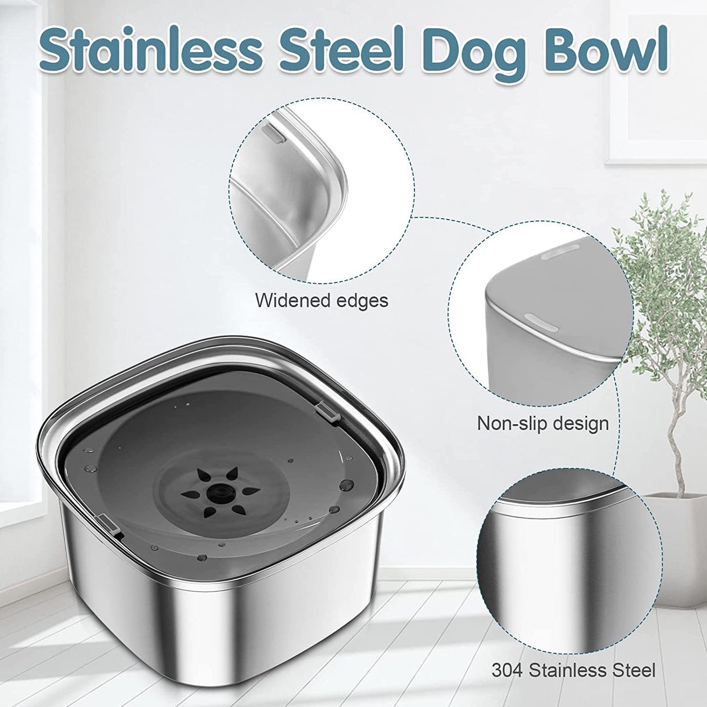 Pet Stainless Steel Water Bowl Large Capacity Floating - PetsWage