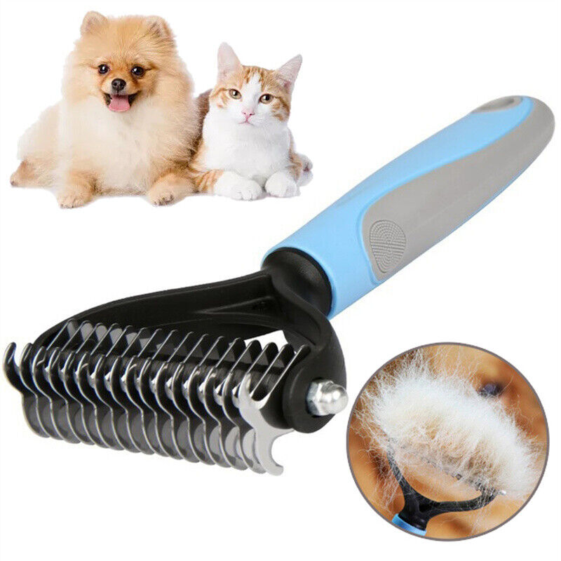 Pet Grooming Brush For Dog & Cat Deshedding Tool Rake Comb Fur Remover Reduce 2-Side - PetsWage