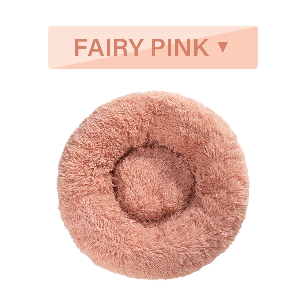 Fluffy Donut Pet Bed - A Cozy Oasis for Your Furry Friend! Snuggly Warm Soft Plush Cozy Round Circular Warm and Inviting Cat & Dog Nesting Nap Lounge Cushion pet Retreat Bed