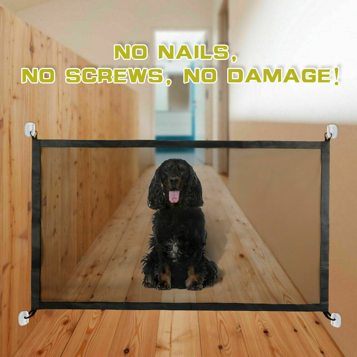 Pets Dog Cat Baby Safety Gate Mesh Fence Magic Portable Guard Net Stairs Doors - PetsWage