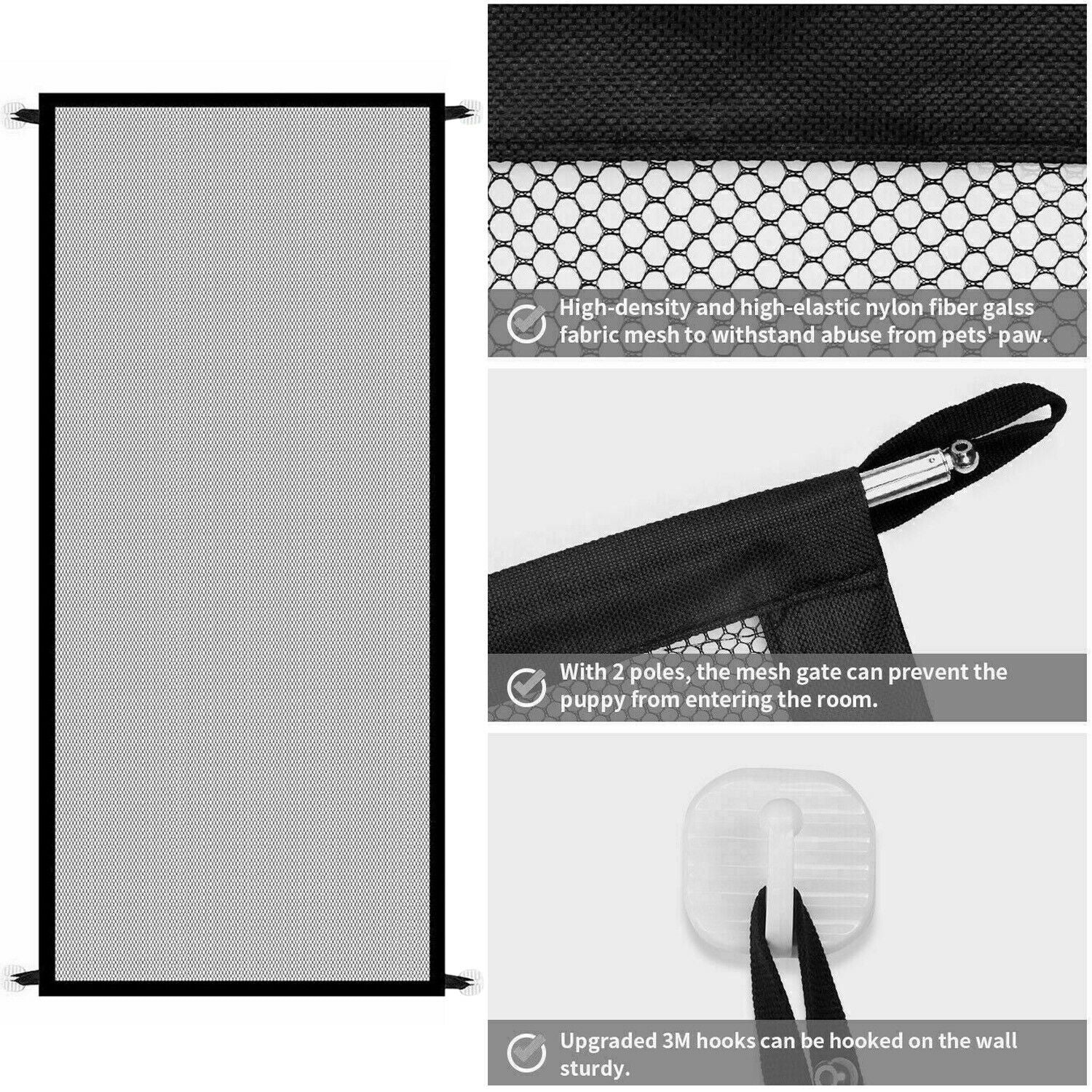 Pets Dog Cat Baby Safety Gate Mesh Fence Magic Portable Guard Net Stairs Doors - PetsWage