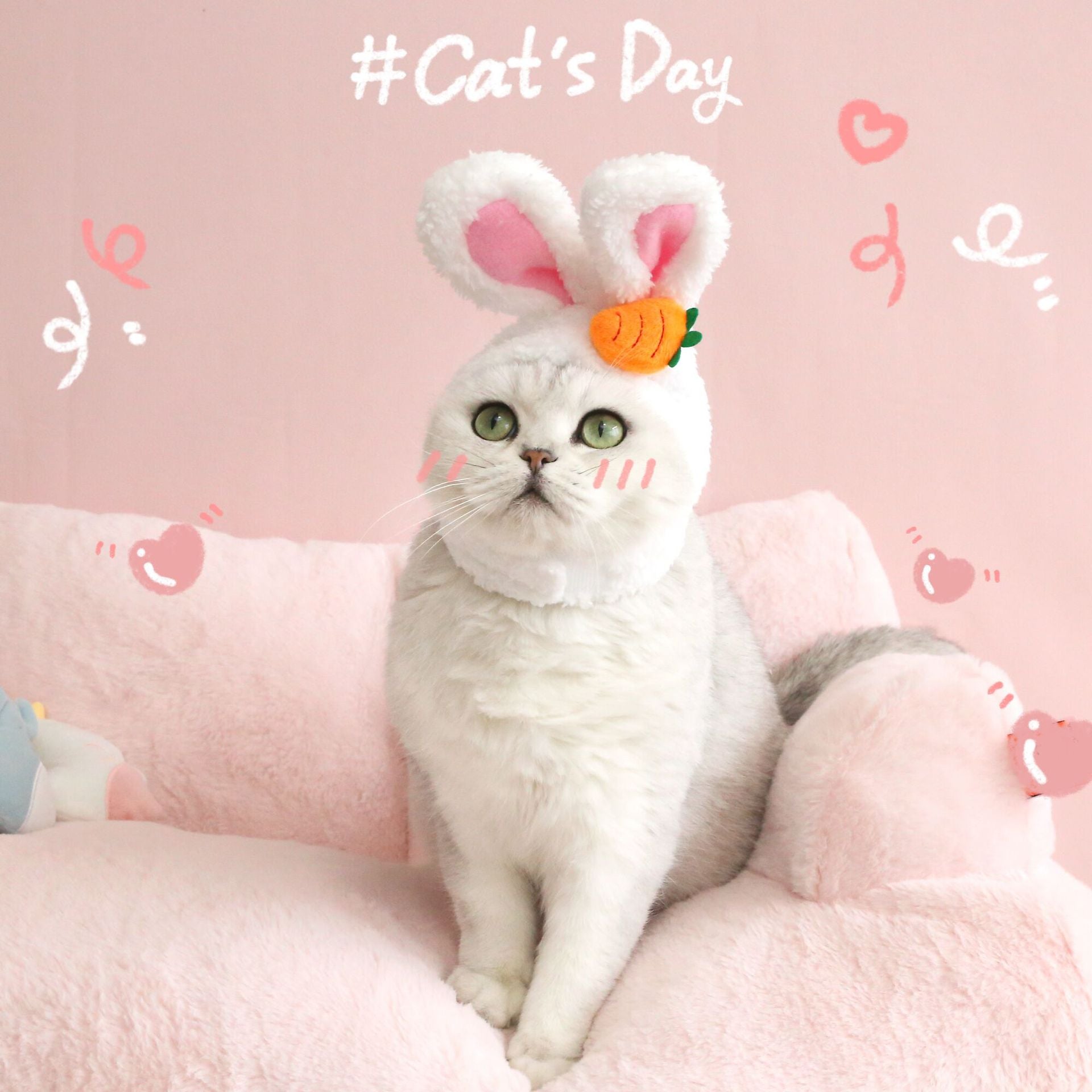 Plush Cartoon Cat Dog Rabbit Ears Cute Easter Decoration Hat Head Cover Pets Products - PetsWage
