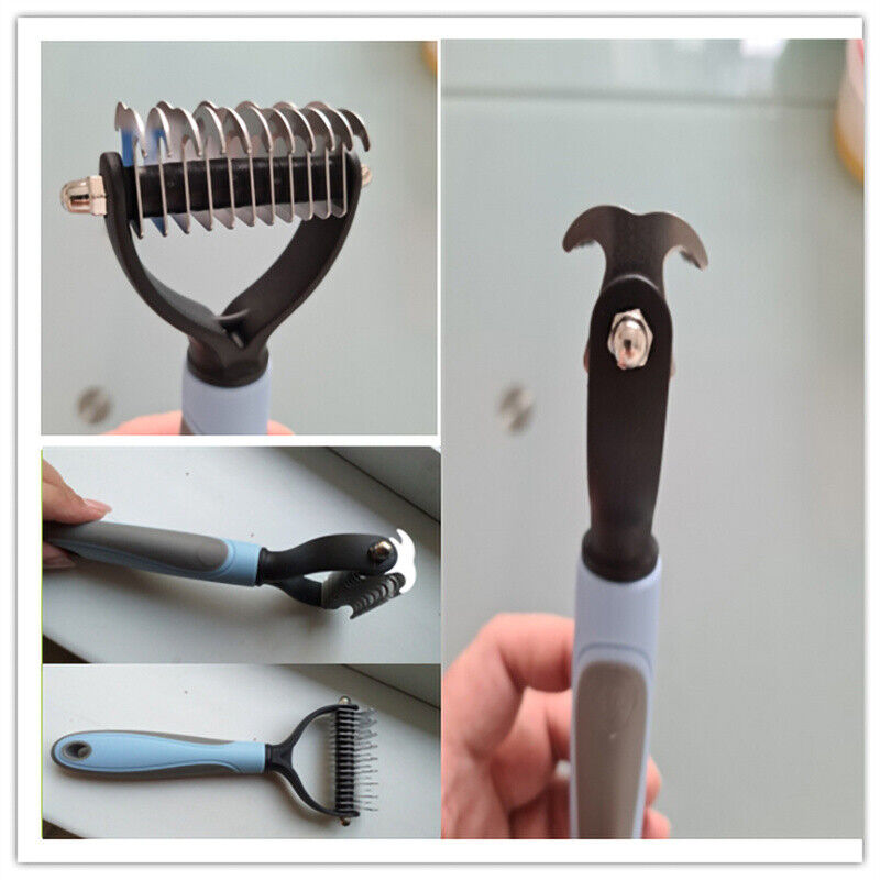 Pet Grooming Brush For Dog & Cat Deshedding Tool Rake Comb Fur Remover Reduce 2-Side - PetsWage